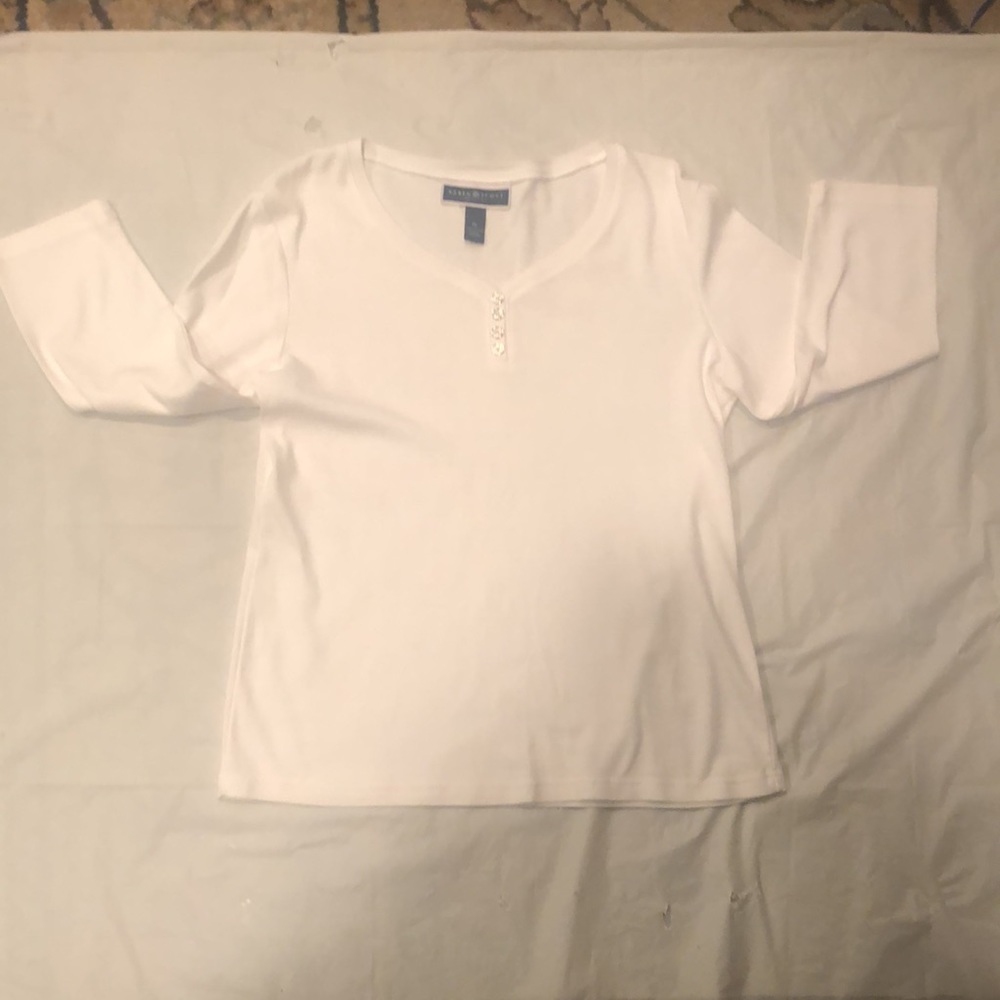 Karen Scott Petite white shirt. Size petite large - Picture 7 of 15